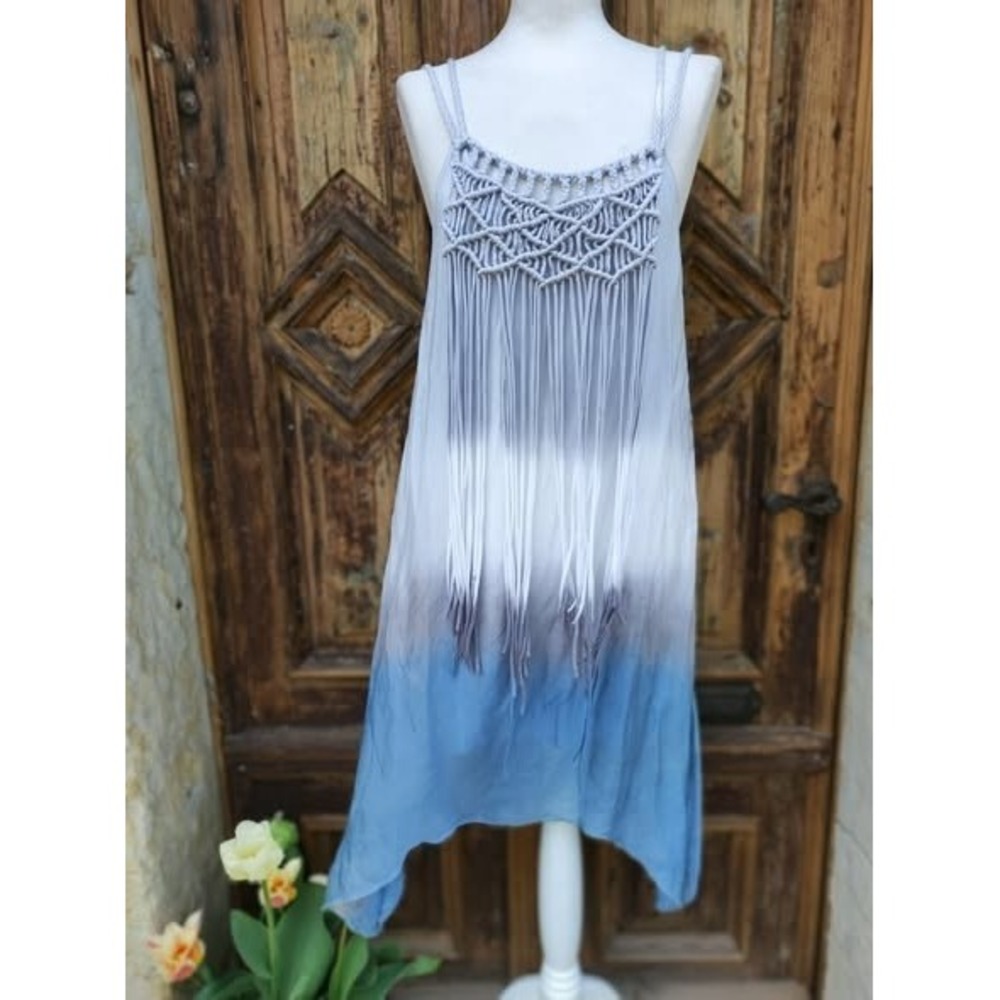 Silk Dress Made Italy Lined Romantic Boho Midi  Macrame  Festival Femme Fatale